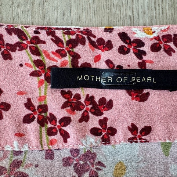 Mother of Pearl Sweet Meadow Kenzie Silk Midi Wrap Skirt pink floral Size 6 GUC - Picture 6 of 15